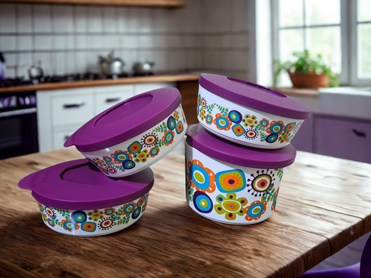 Juego de Tazones Ilumina Diseño Flores Tupperware