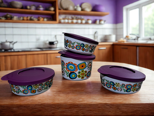 Juego de Tazones Ilumina Diseño Flores Tupperware